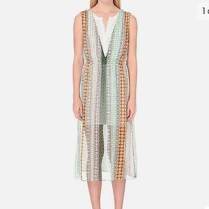 NWT Sandro Paris Womens L/8 Multicolor Chiffon V Neck Midi Dress